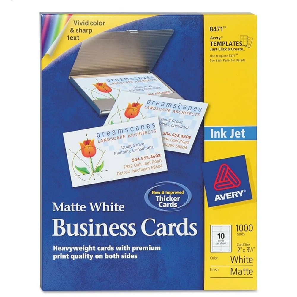 Avery 8371 White Matte Business Cards NWT